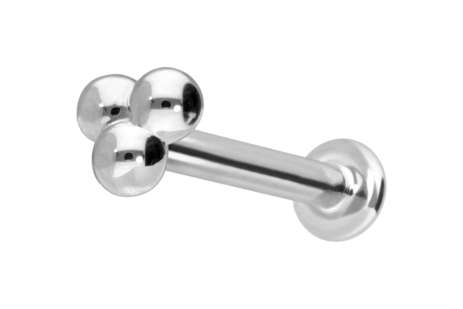 14 Karat Gold Labret Piercing mit Innengewinde 3 KUGELN